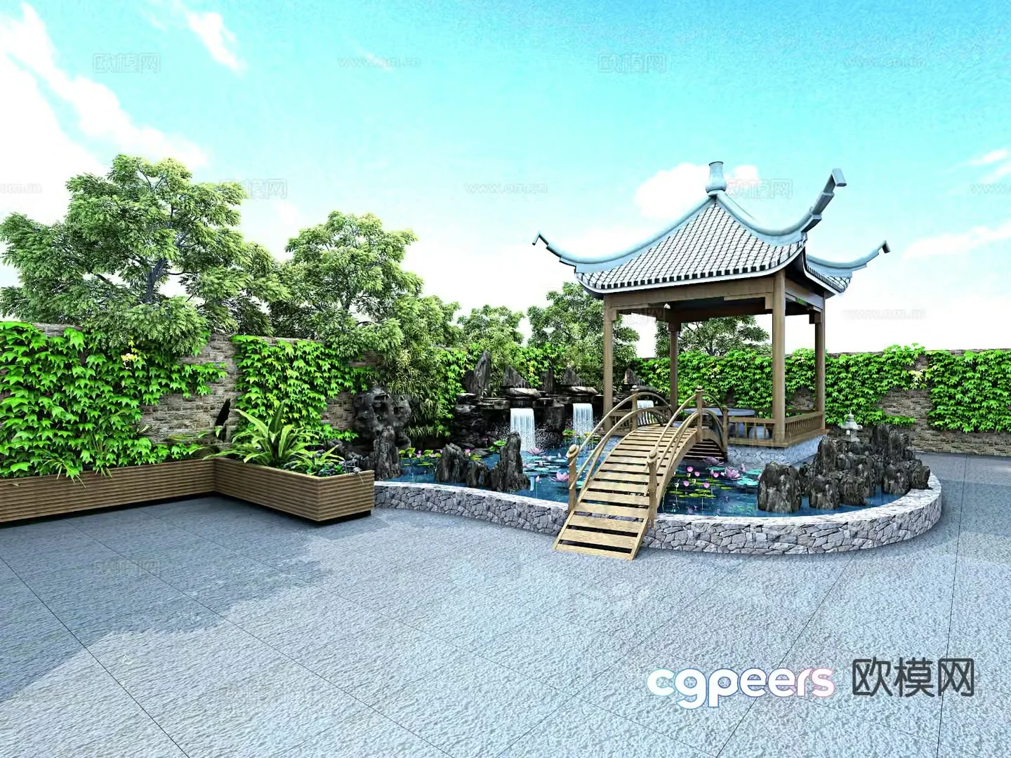 Chinese courtyard landscape 3d model