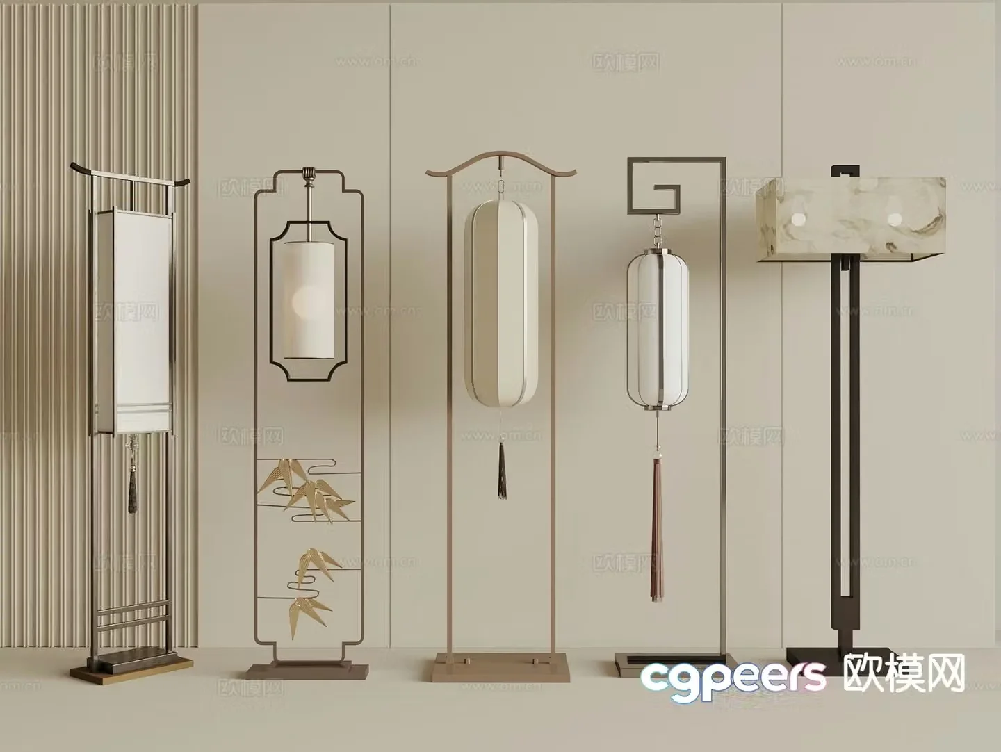 New Chinese style floor lamp 3d model