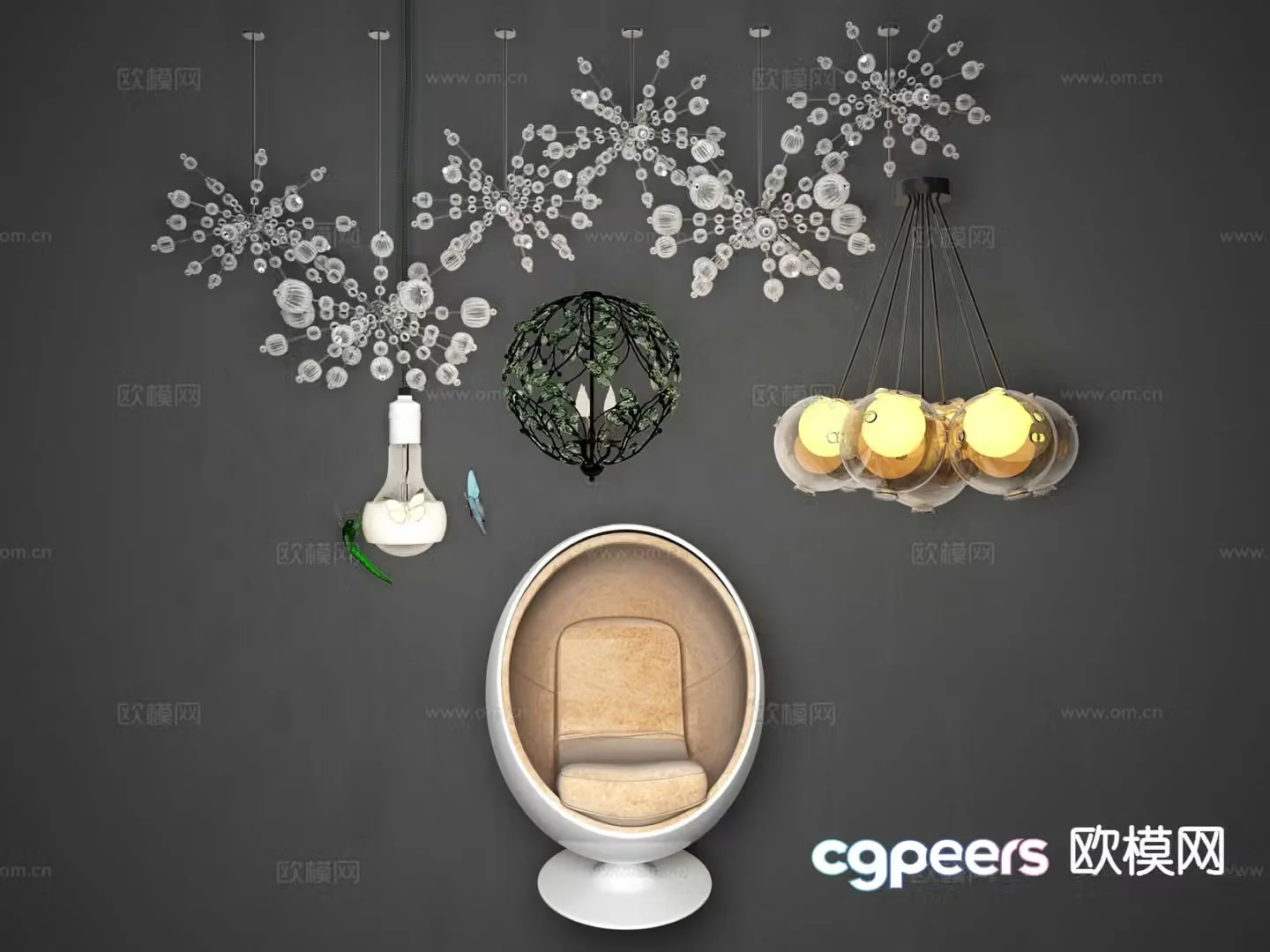 New Chinese style chandelier leaf lamp 3d model