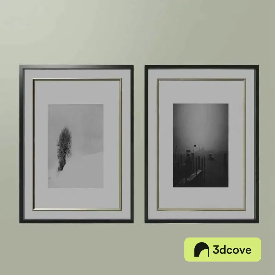 Two Black And White Framed Photographs