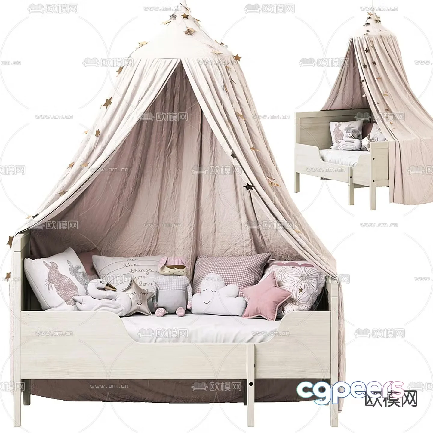 Modern princess bed curtain children’s bed 3d model
