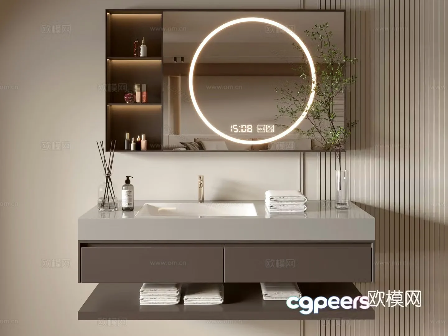 Modern bathroom cabinet bathroom basin bathroom ornaments mirror cabinet sink 3d model