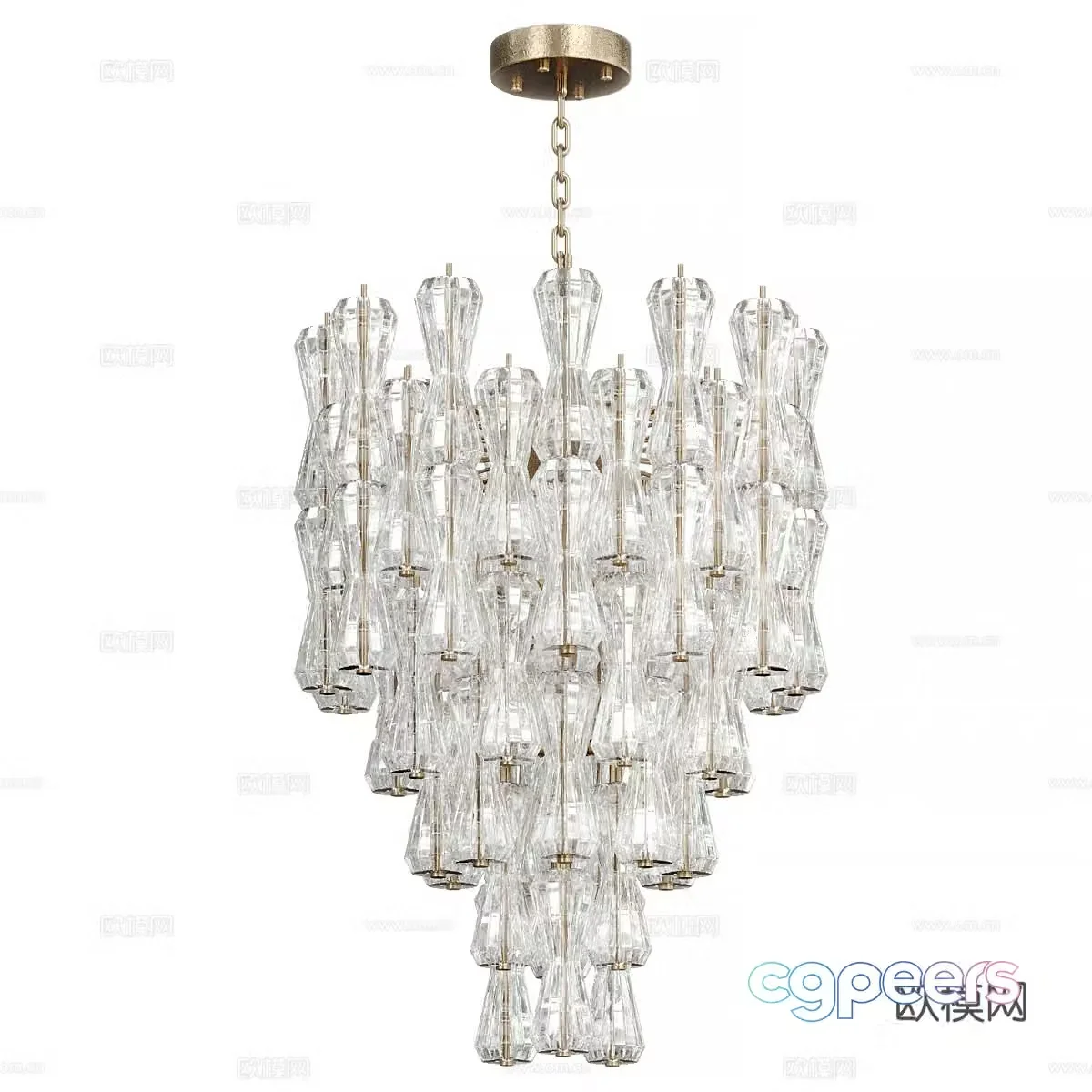New Chinese style light luxury crystal decorative chandelier 3D model