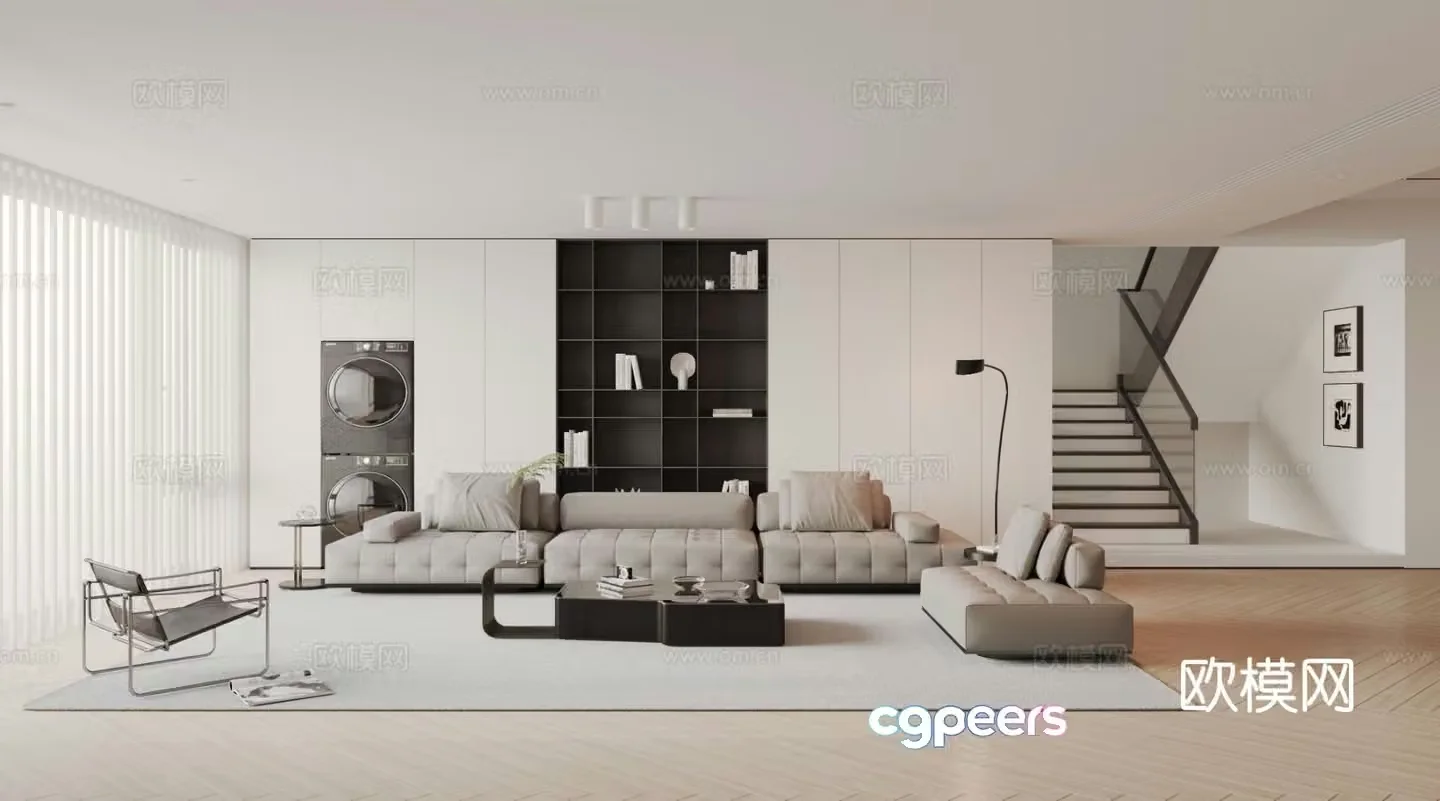 Modern duplex living room 3d model