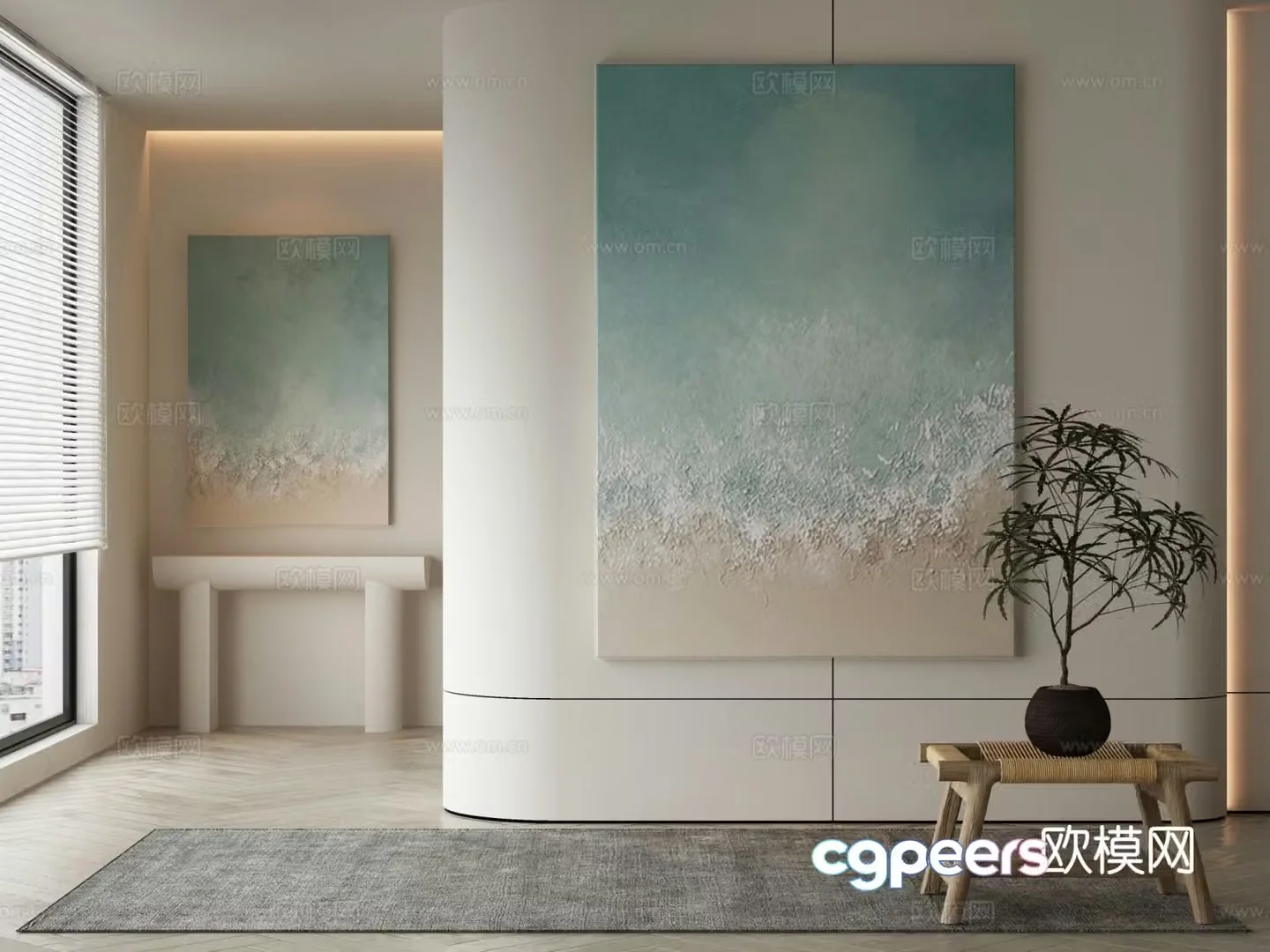Modern texture painting modern decorative painting 3D model