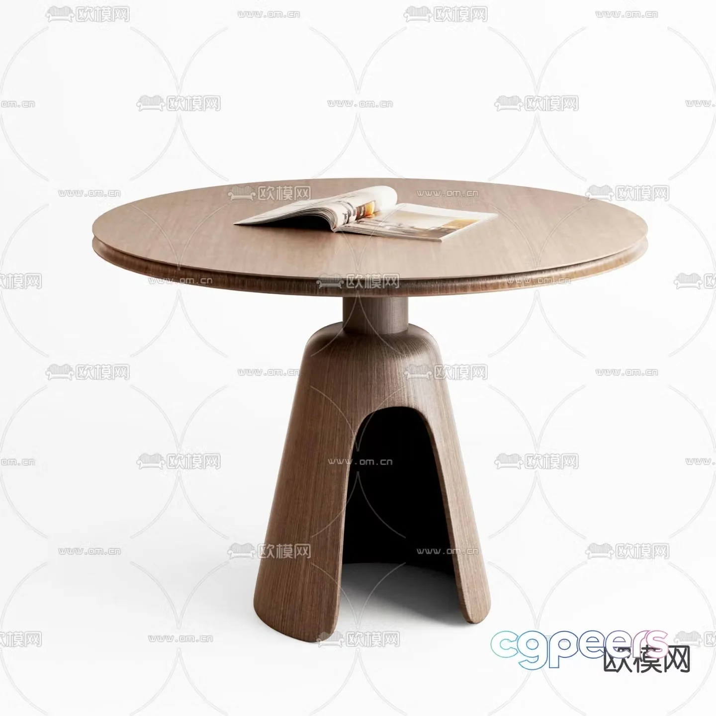 Log dining table round dining table 3d model
