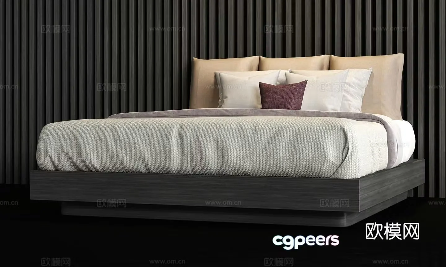 Modern double bed 3d model
