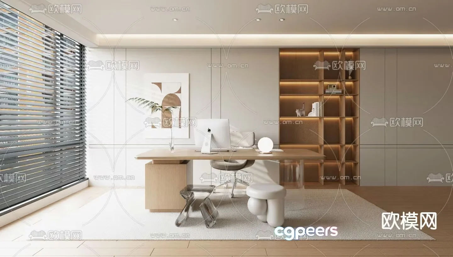 Minimalist Office Space 3D Model – 17379 – VRAY Render