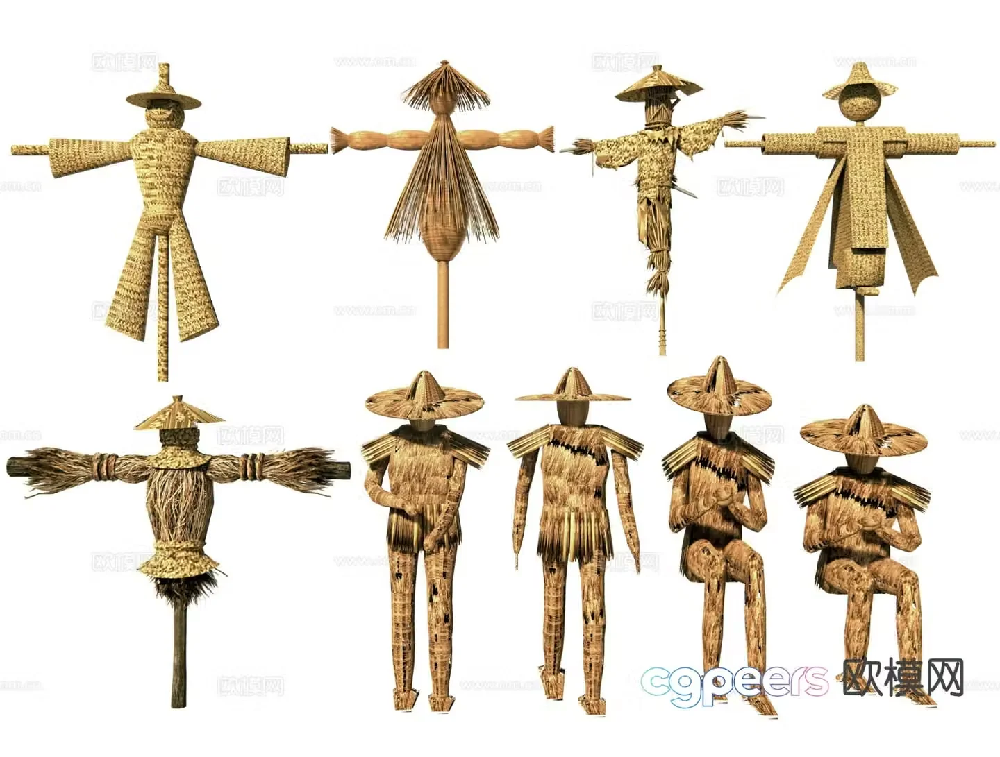 Modern scarecrow sculpture sketch 3d model