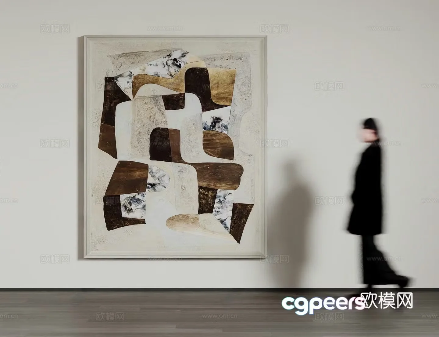 Modern art hanging painting oil painting photo frame woman 3d model