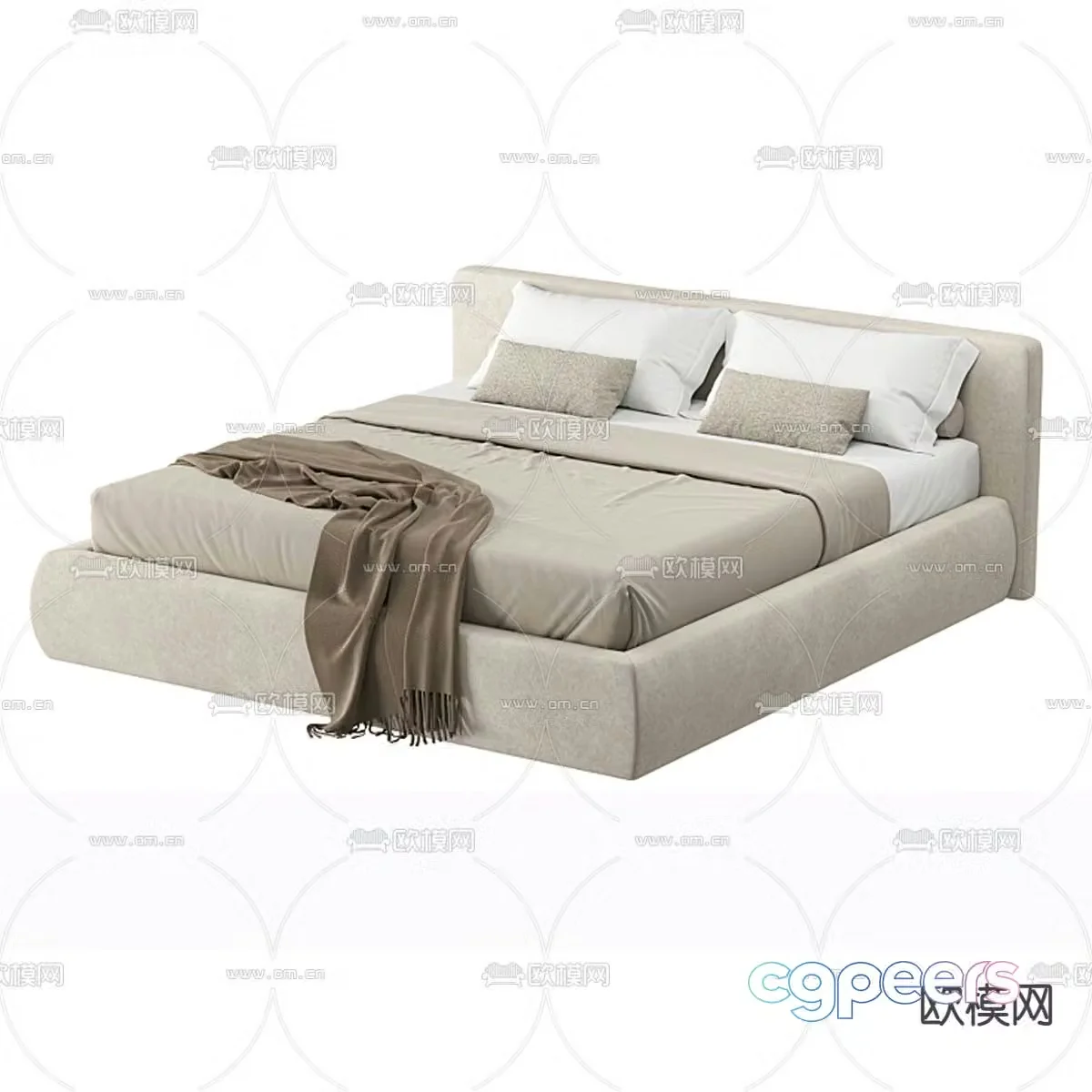 Bedroom soft bed double bed 3d model