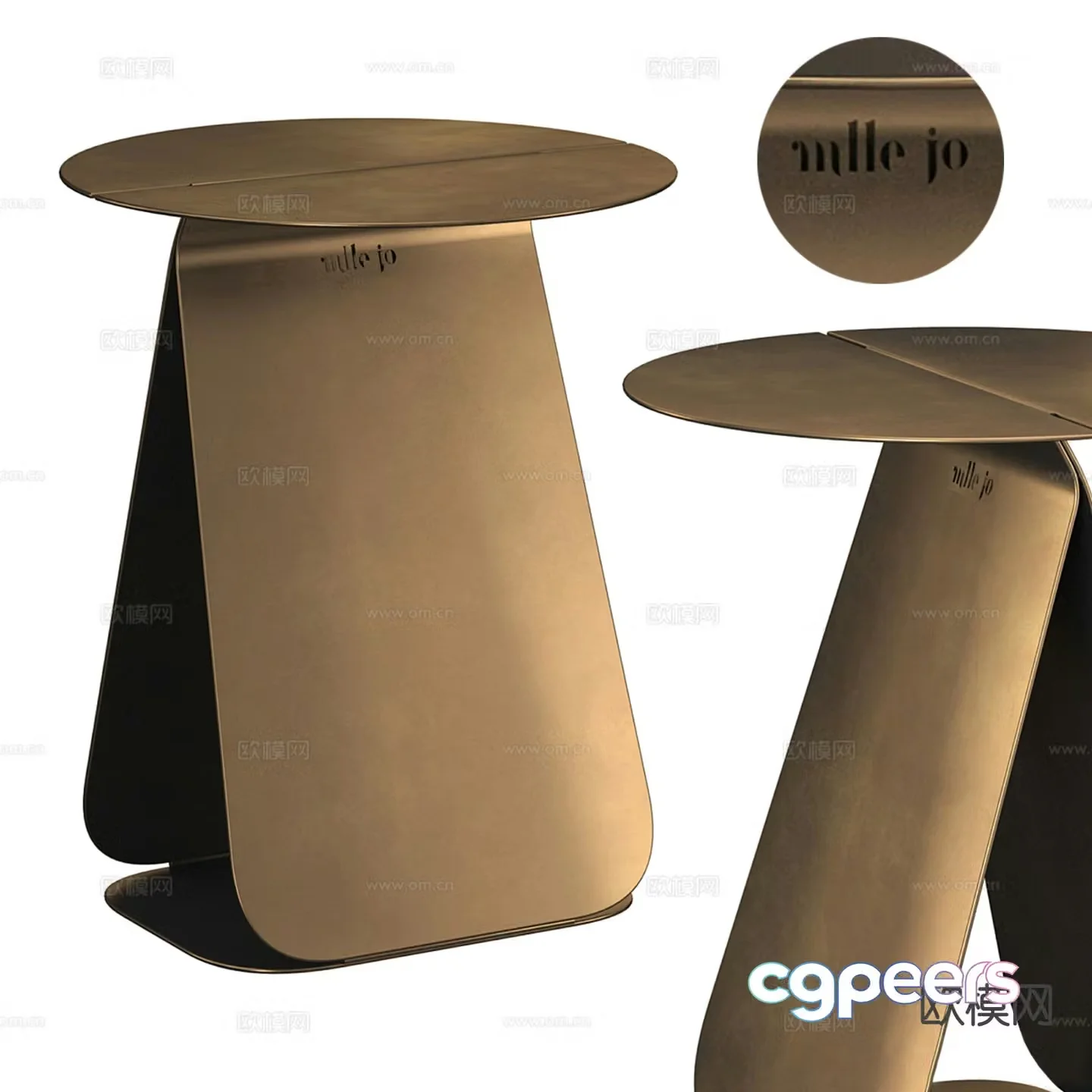 Light luxury side table angle table round table 3D model