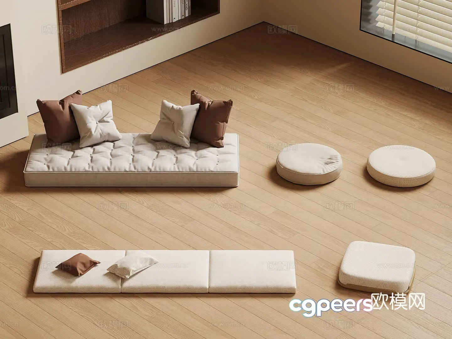 Modern bay window cushion sofa cushion cushion 3d model
