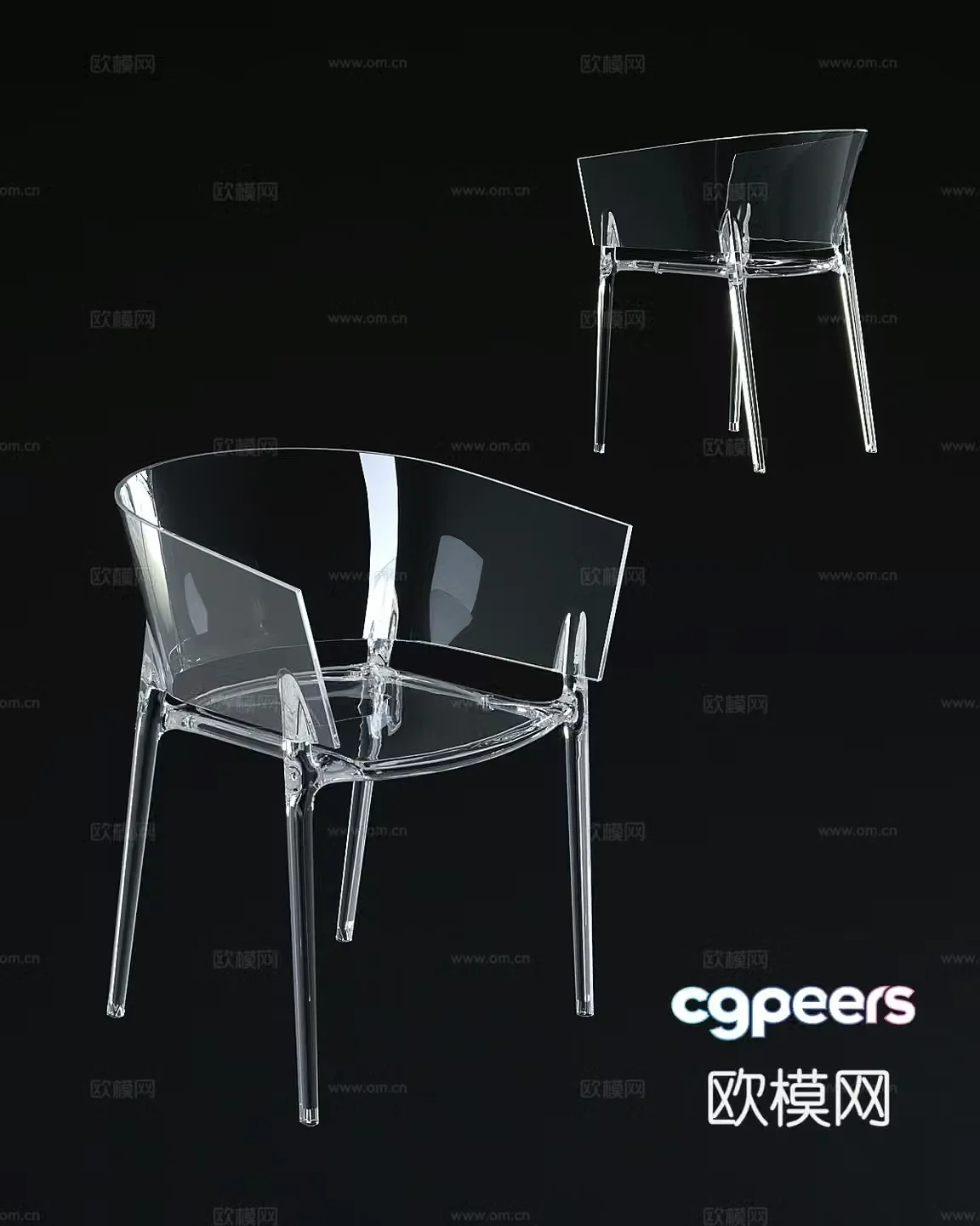 Modern acrylic chair single chair 3d model