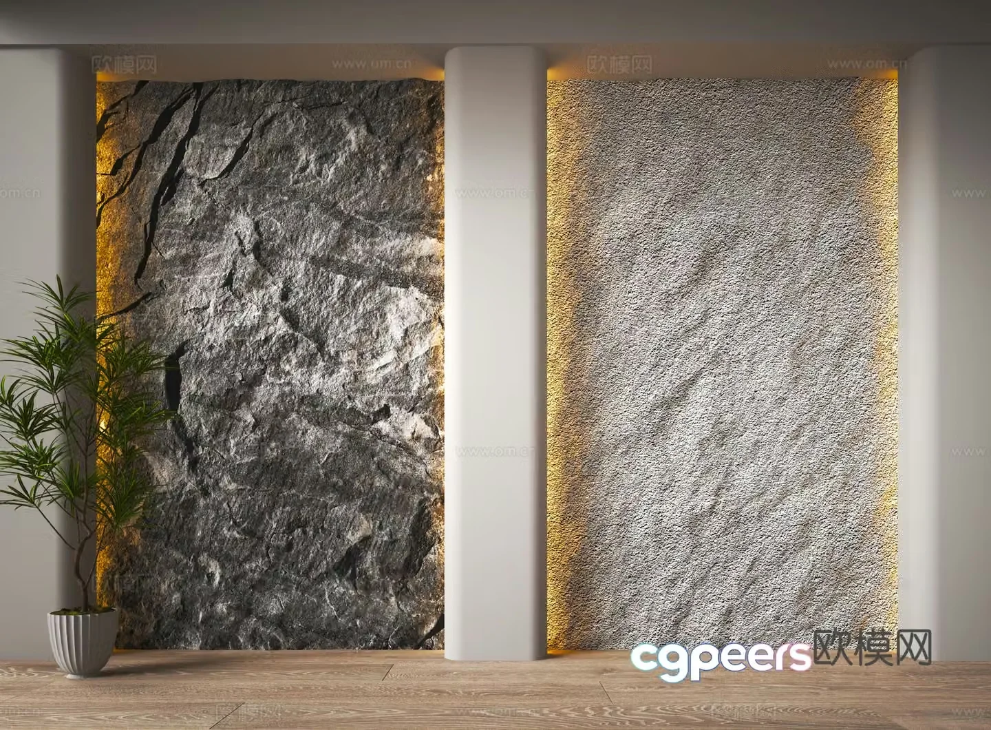 Modern wool stone background wall molten rock stone wall 3d model