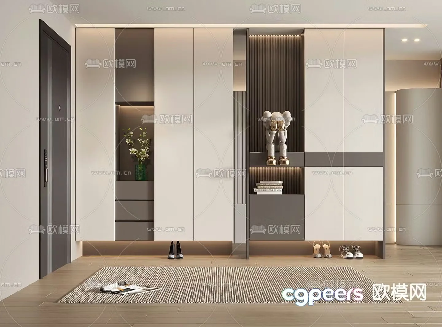 Entrance shoe cabinet partition 3d model