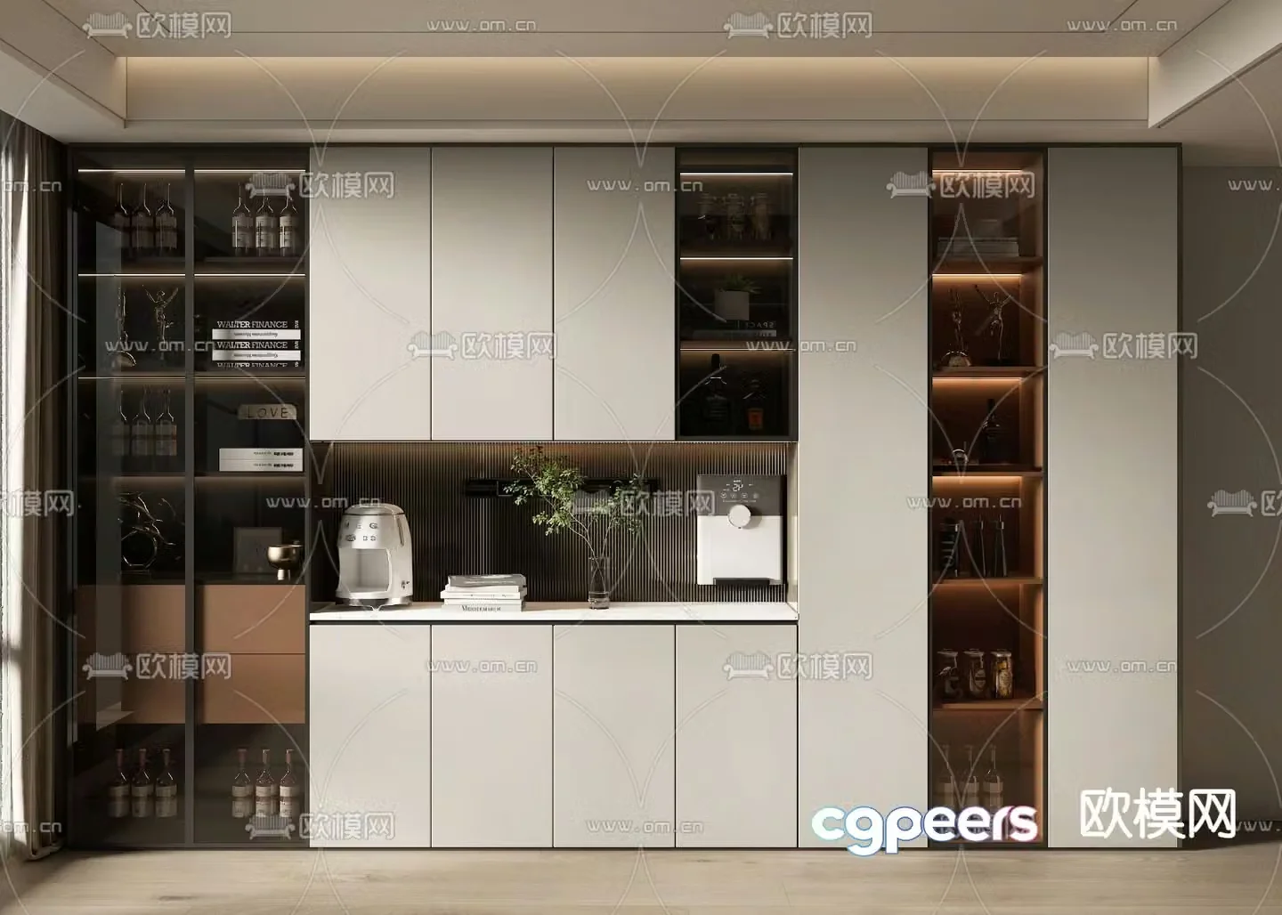 Modern wine cabinet sideboard 3d model