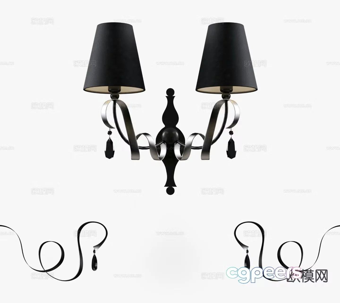 European style wall lamp double head wall lamp 3d model