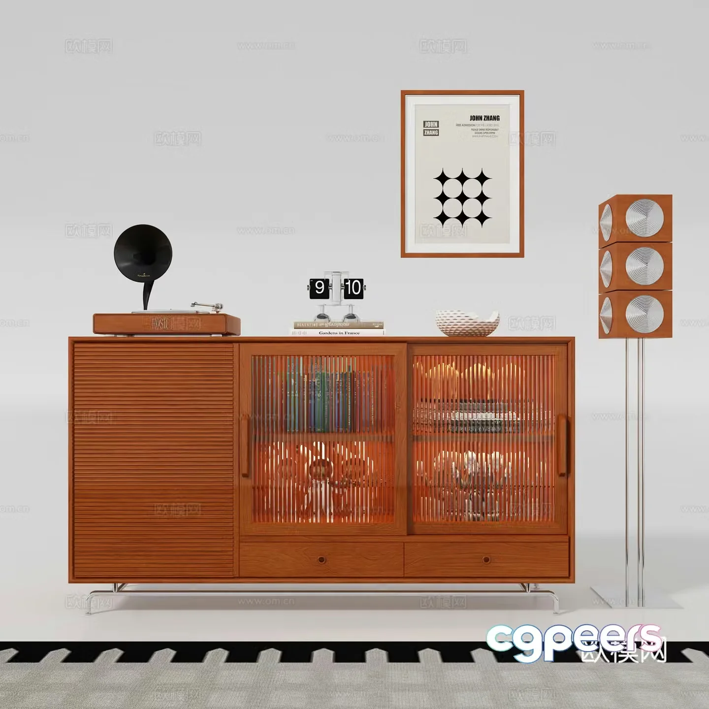 Middle-aged side cabinet 3D model of entrance cabinet