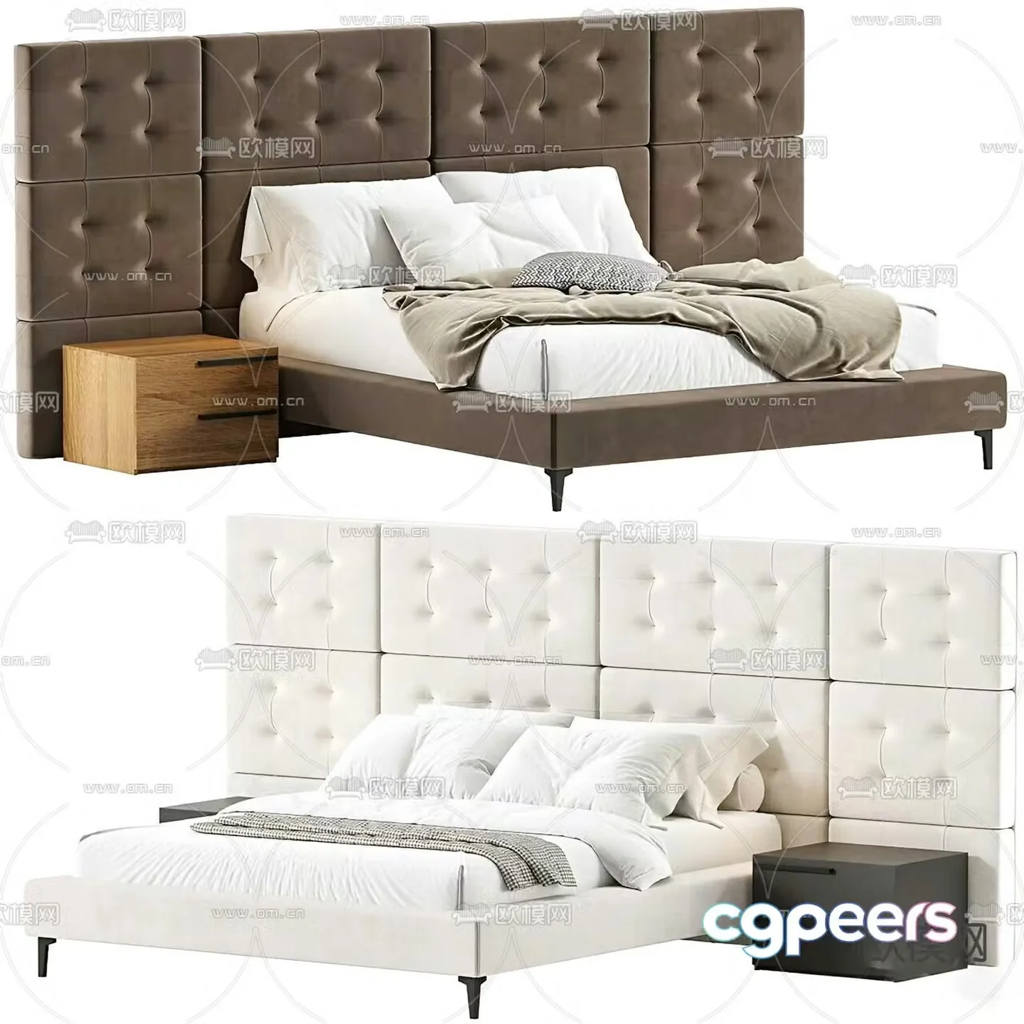Medieval style double bed 3d model