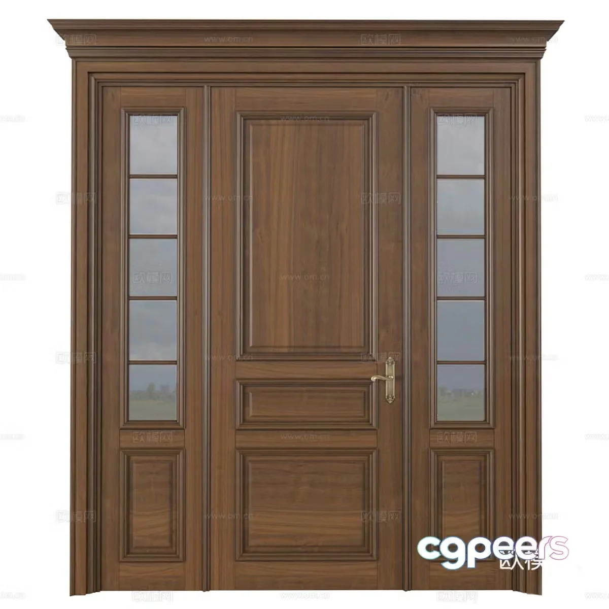 American entrance door solid wood door 3d model