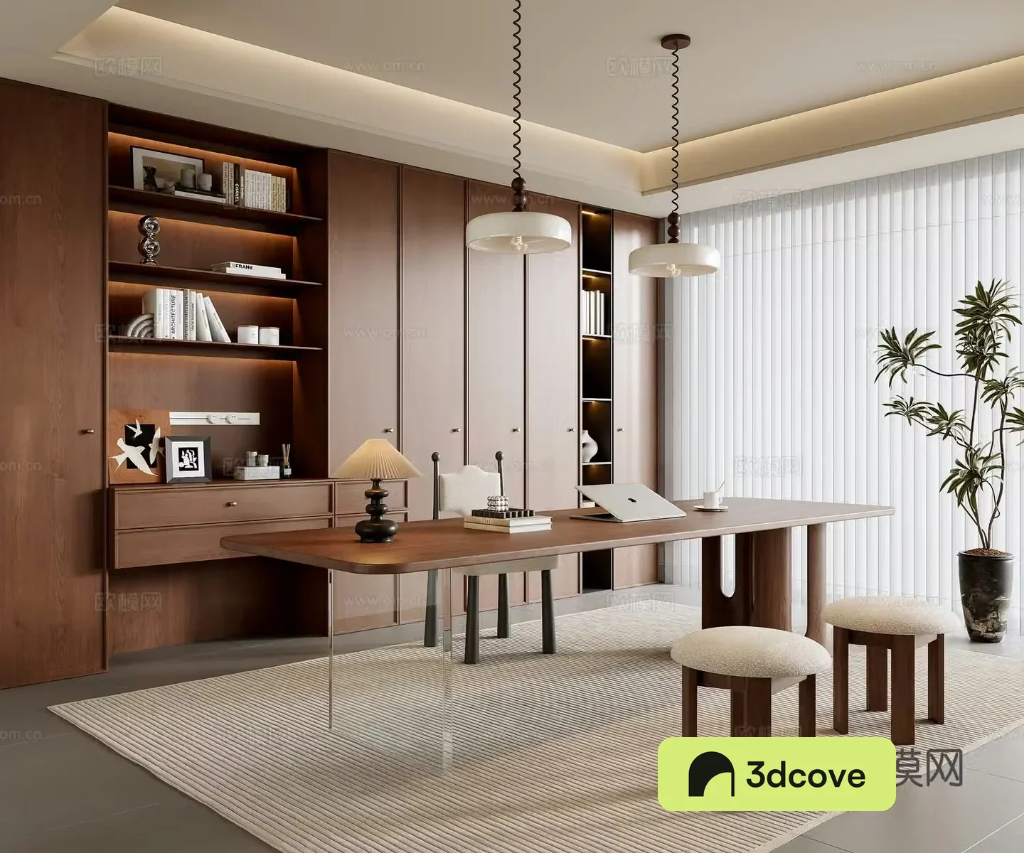 Middle-aged study room 3D model