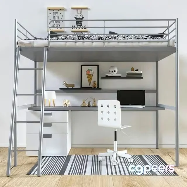 3ds Max Free – Bed IKEA SVERTA loft