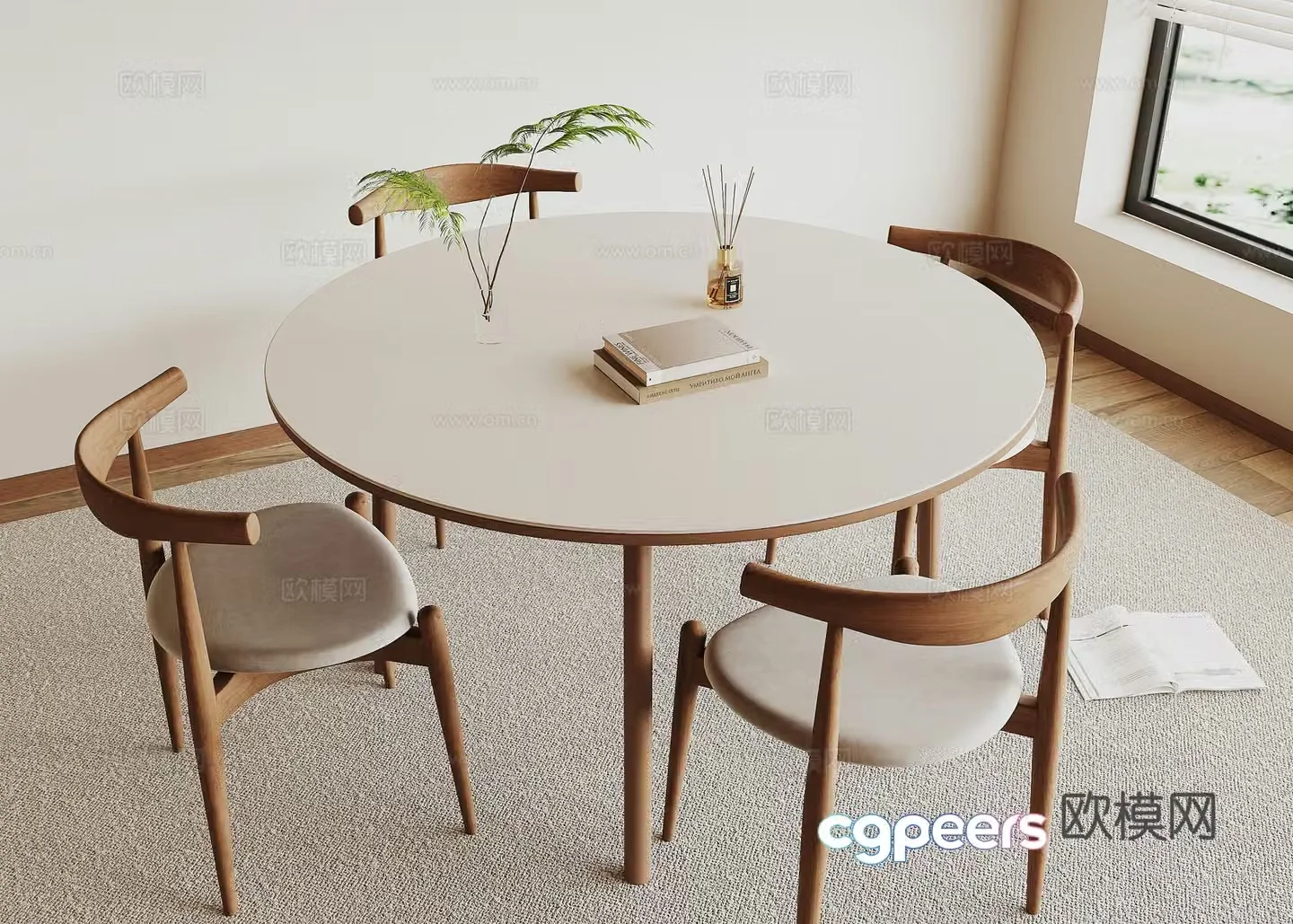 Modern dining table and chair 3d model