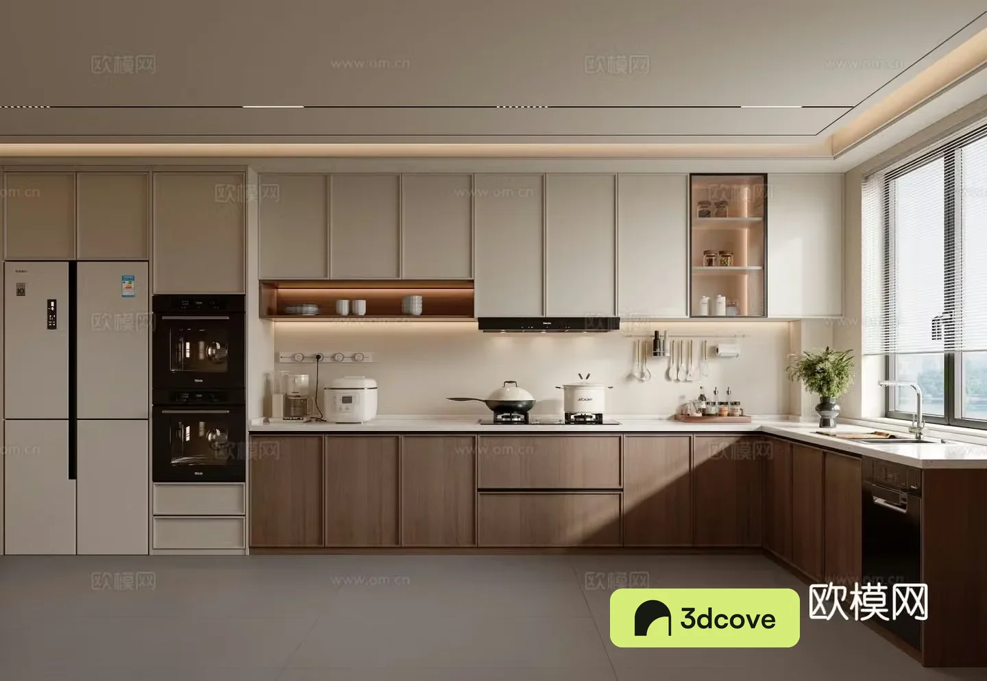 Middle style kitchen cabinet 3d model