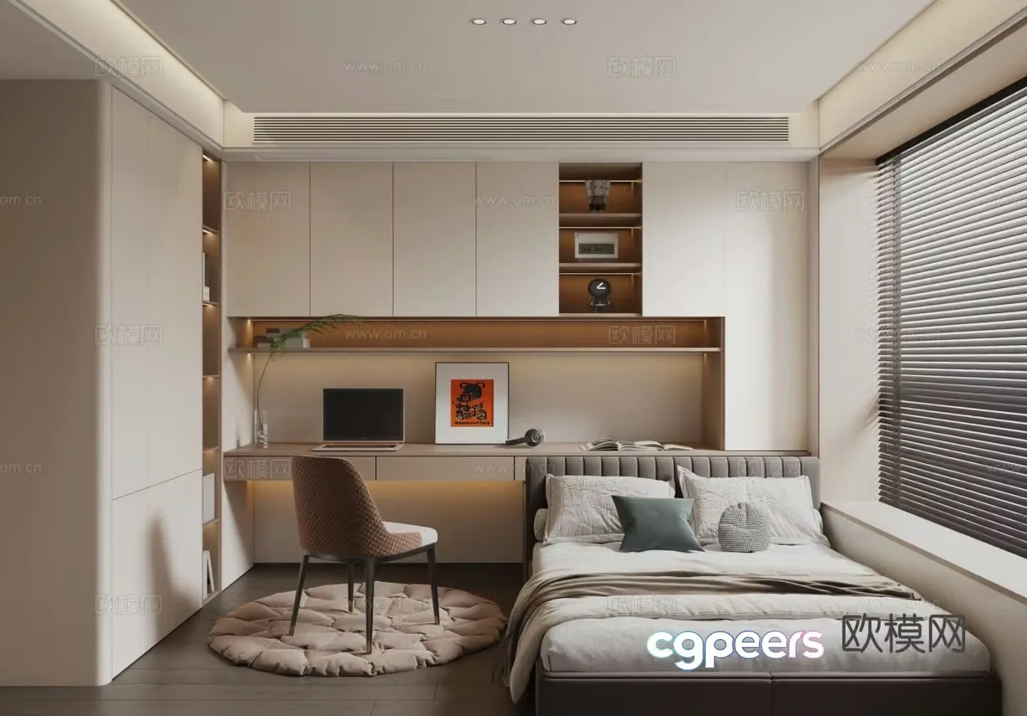 Modern tatami bedroom 3d model