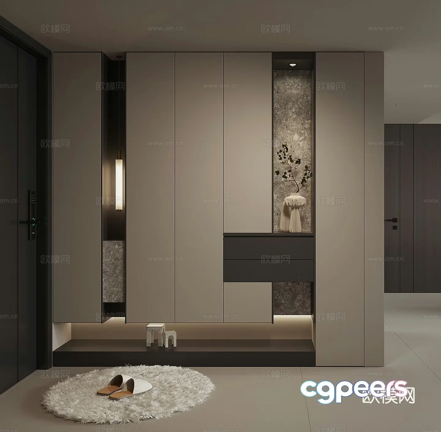 Modern home entrance shoe cabinet 3D model