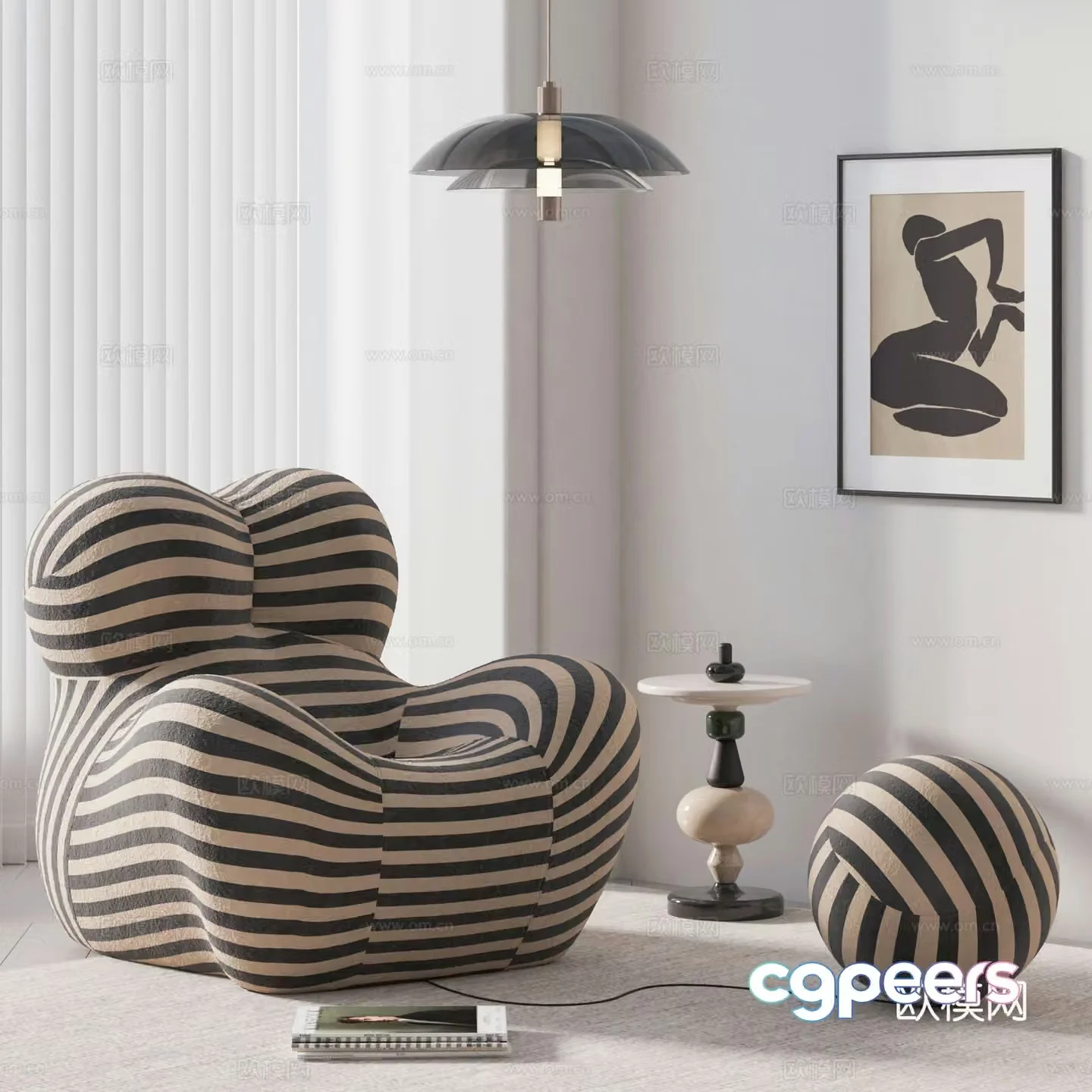 Modern single sofa 3d model
