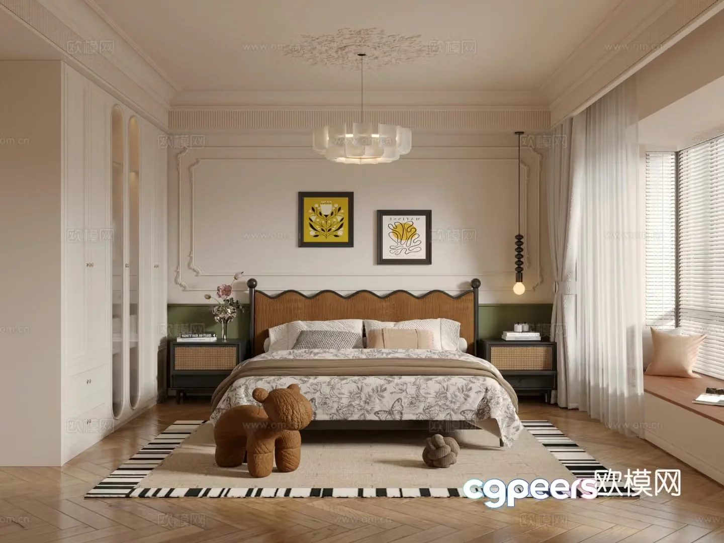 French retro bedroom 3d model