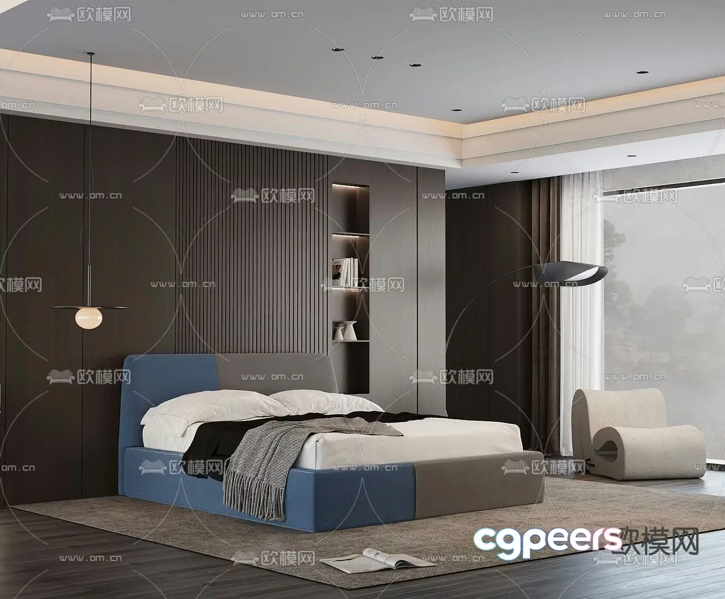 Italian double bed 3d model