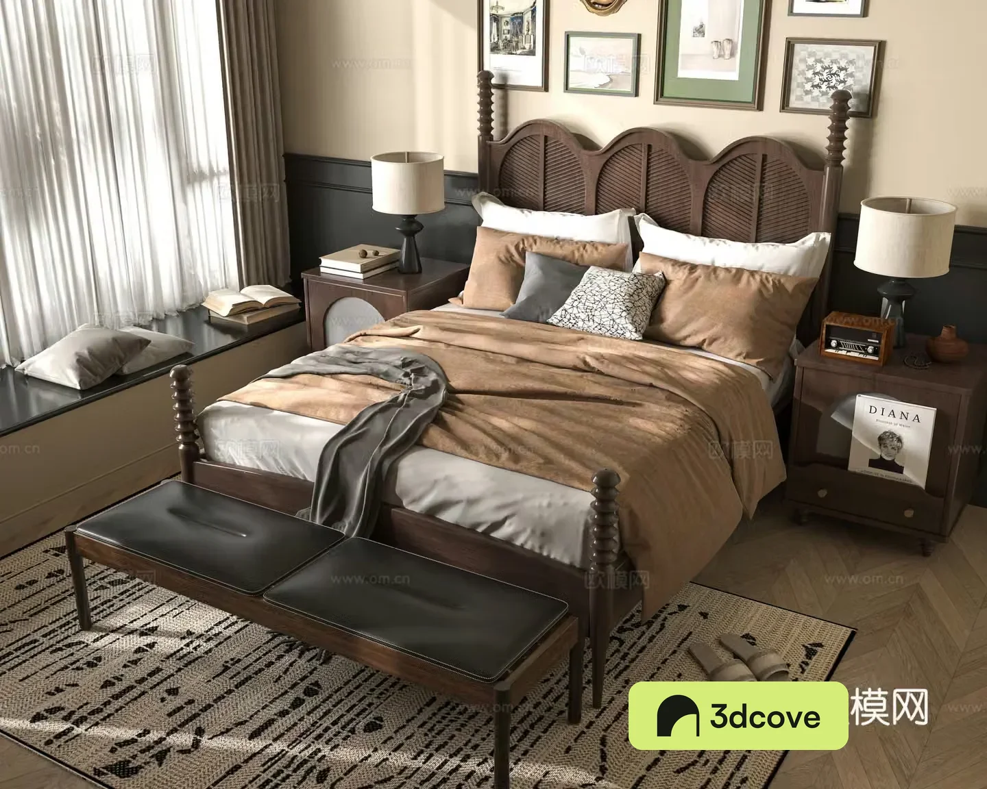 Middle-aged bedroom 3d model