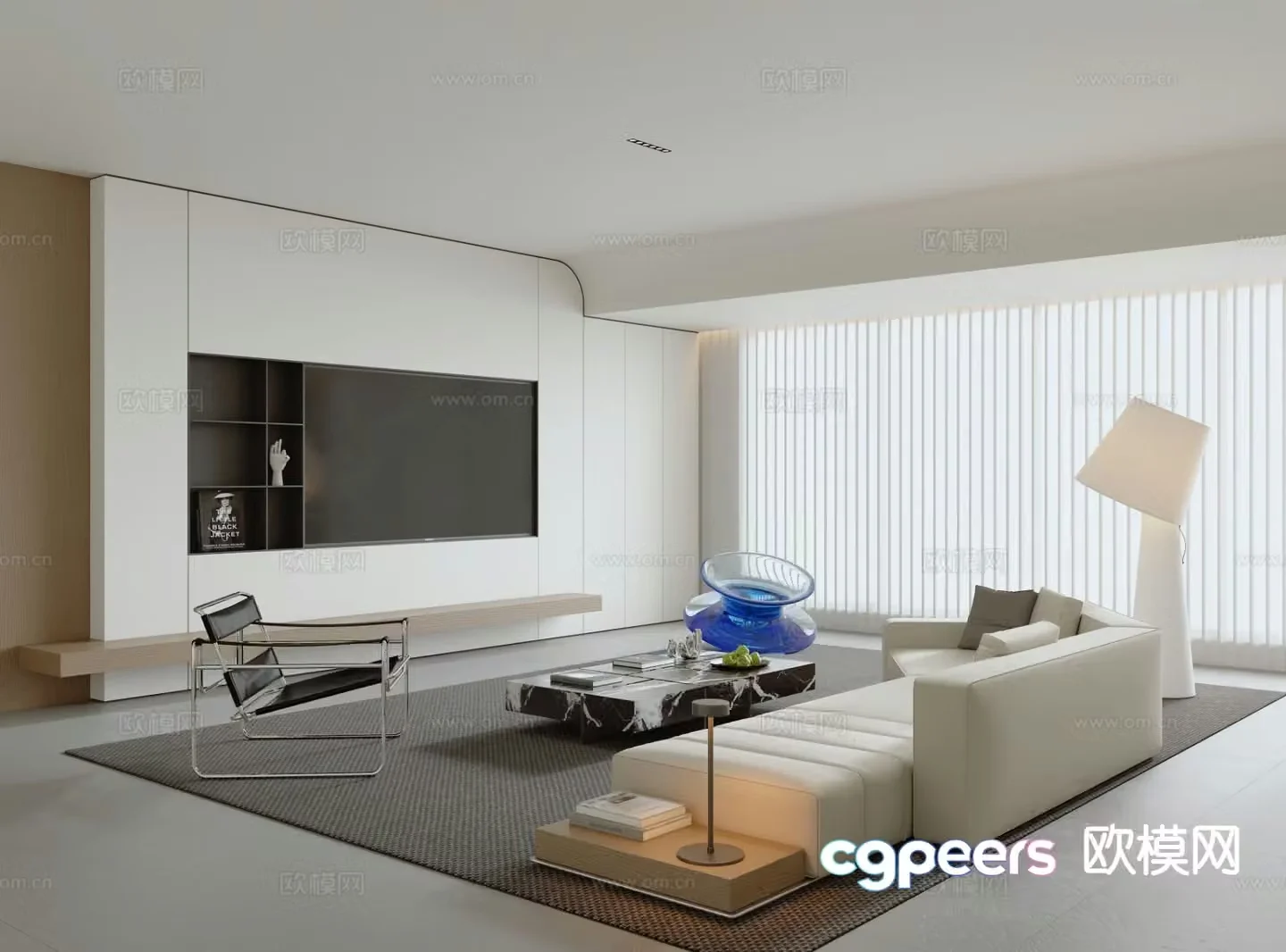 Modern minimalist living room 3d model