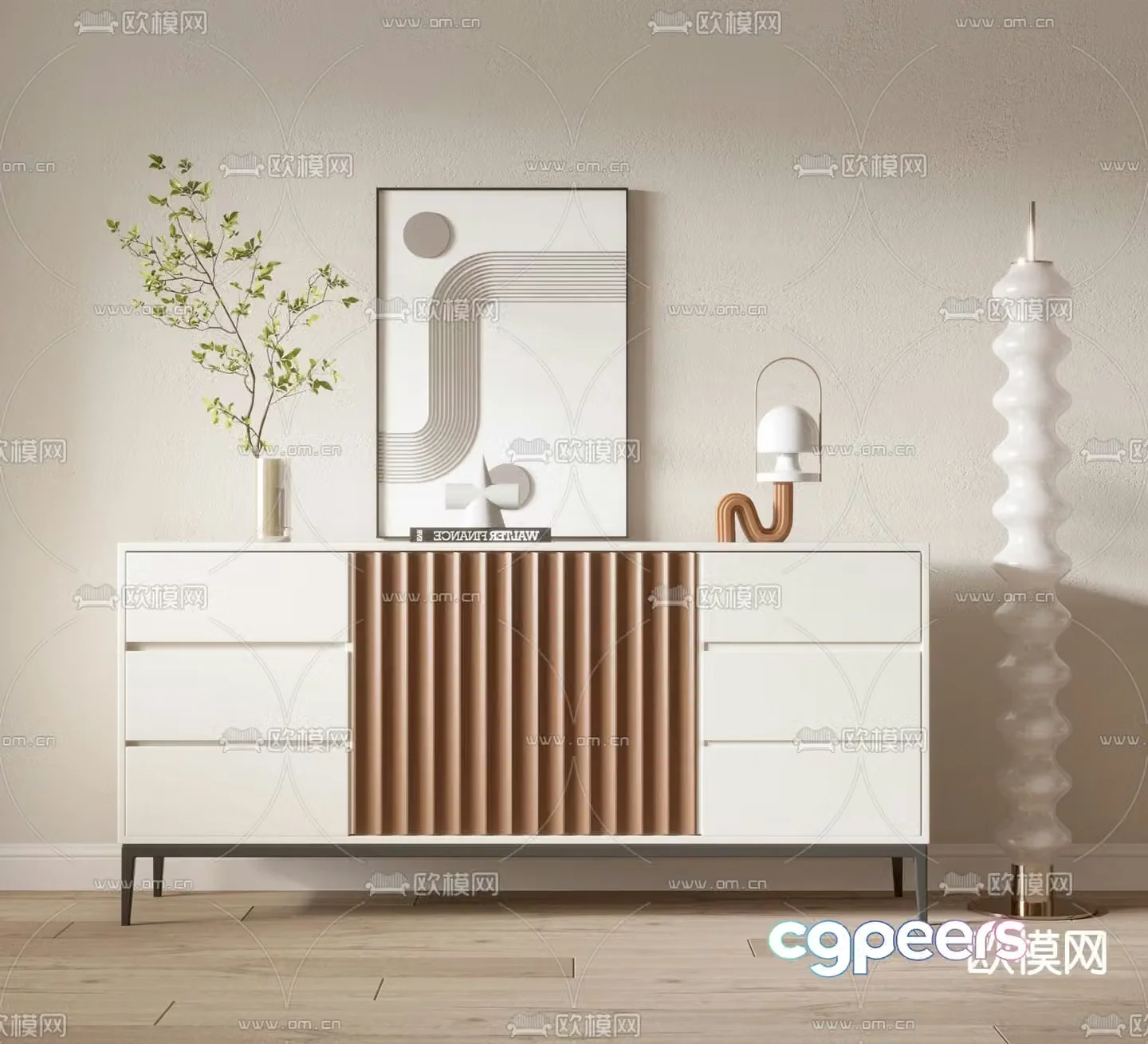 Modern side cabinet entrance cabinet end view cabinet 3D model