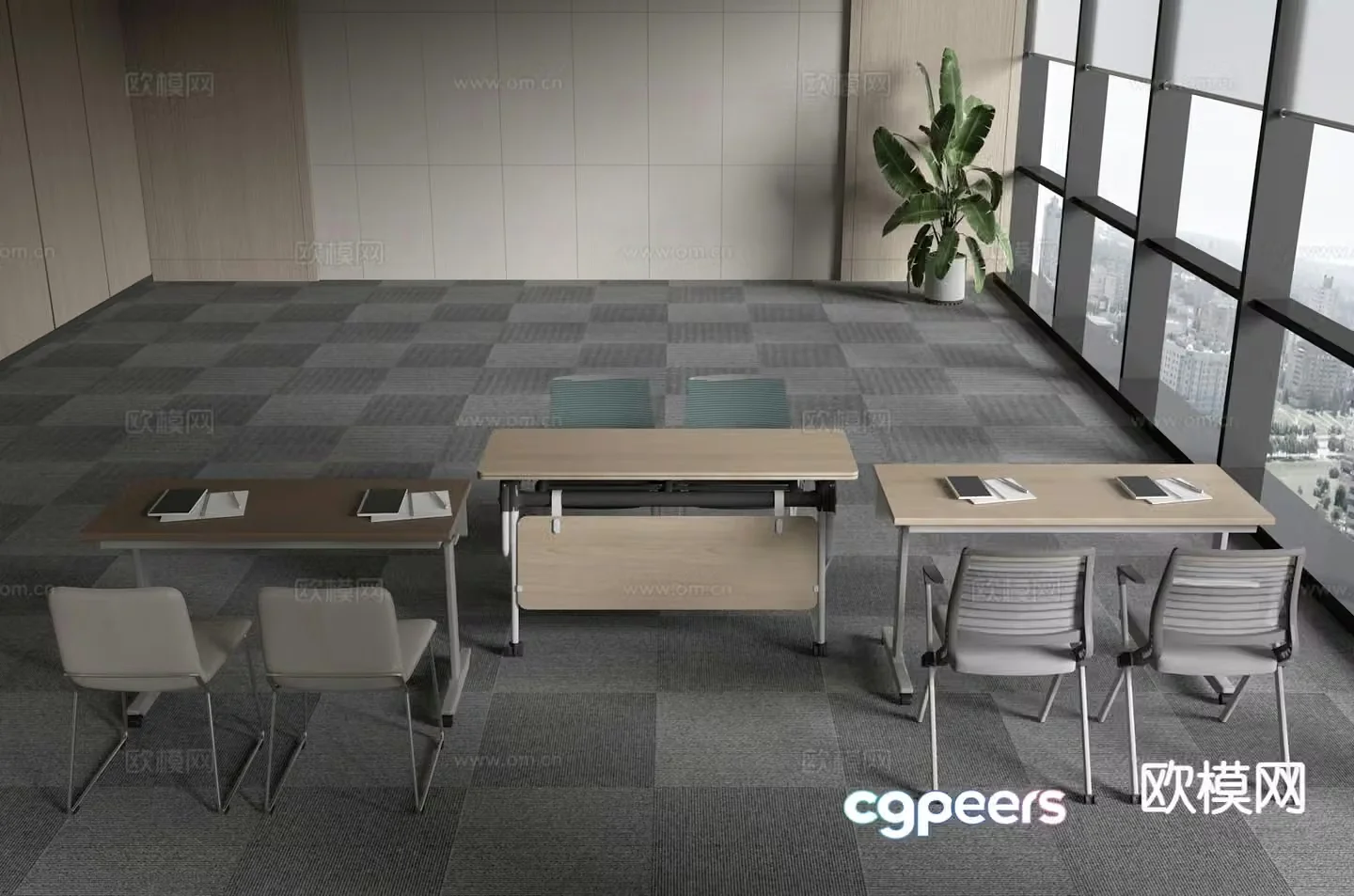 Modern training tables and chairs conference tables and chairs 3d model