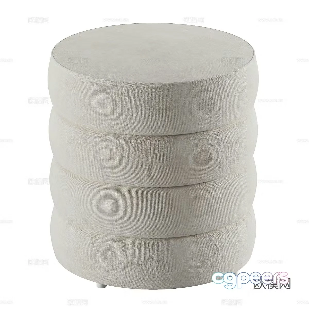 Modern fabric round stool 3D model