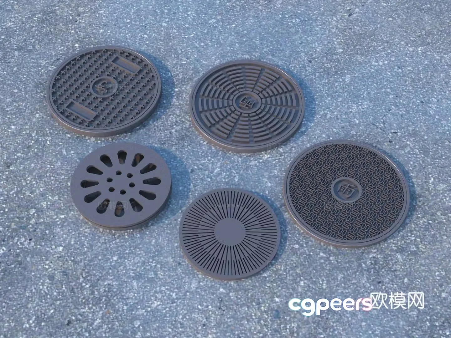 Manhole cover Sewer drain outlet Sewage outlet Outdoor sketch 3D model