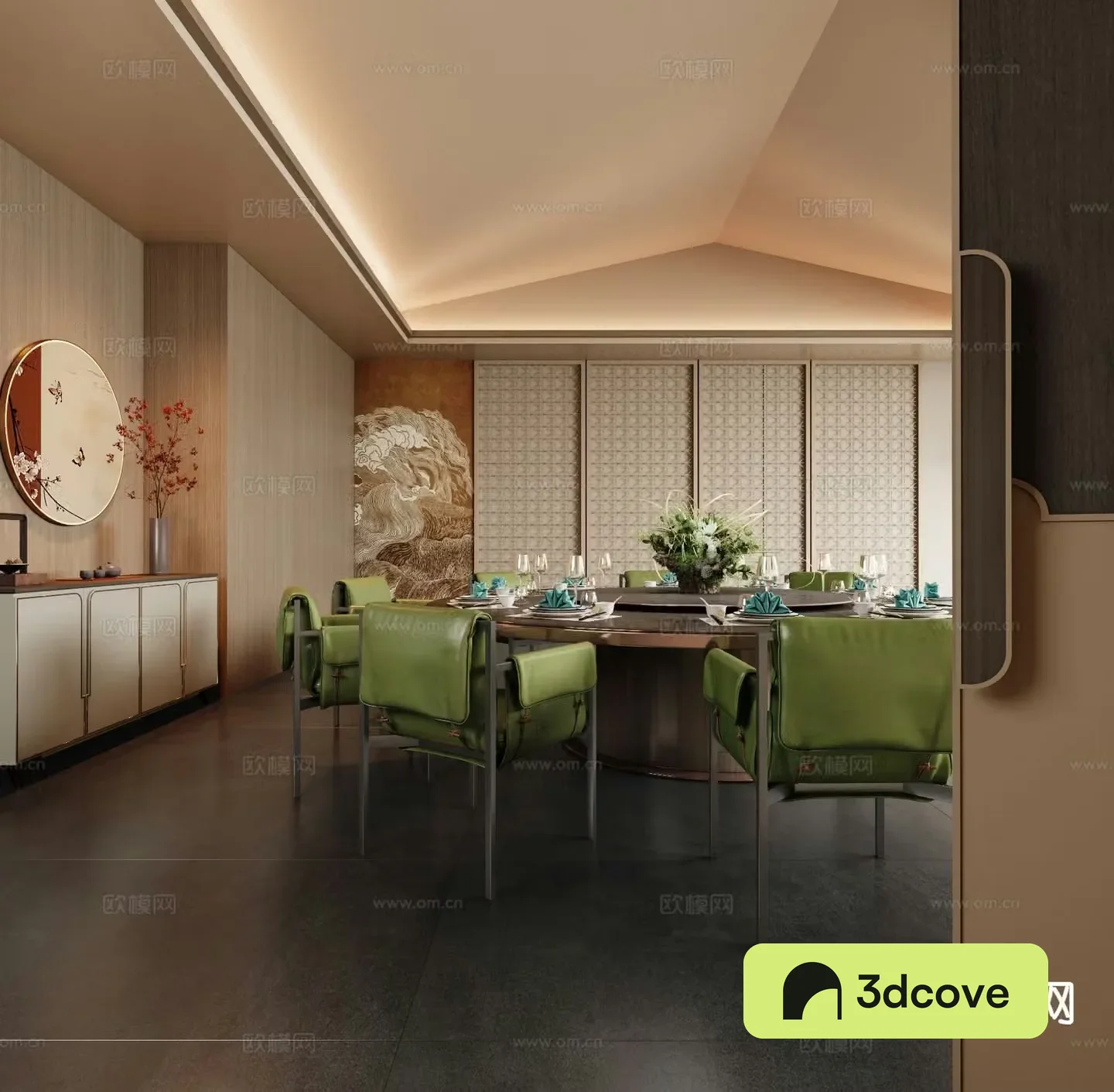 Chinese restaurant private room 3D model of restaurant private room