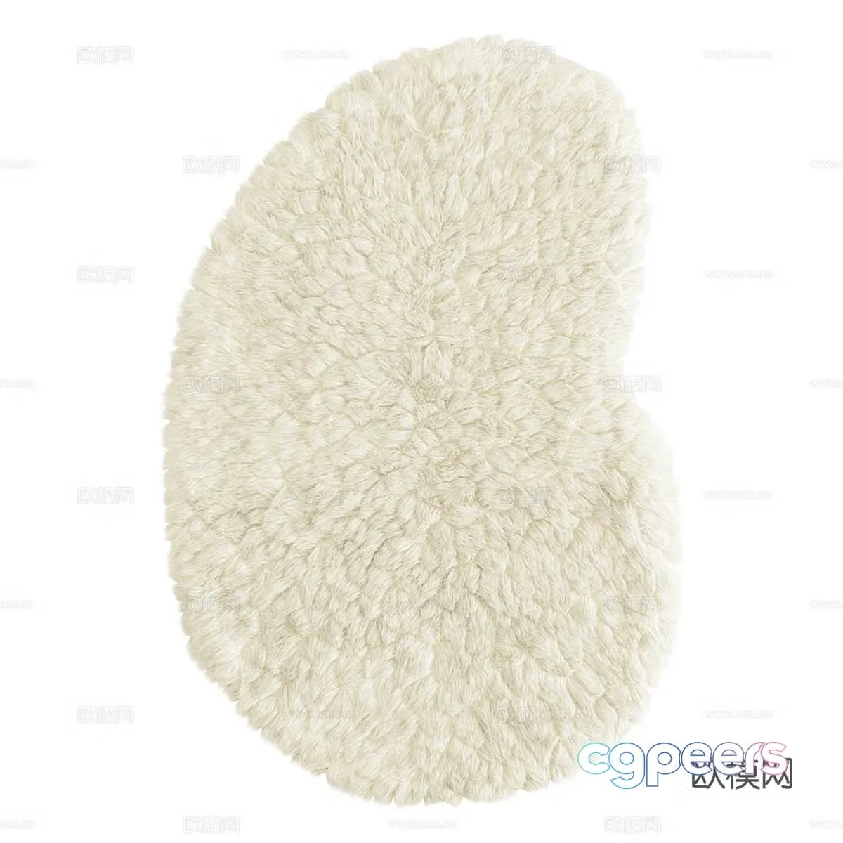 Modern cream style plush carpet 3d model