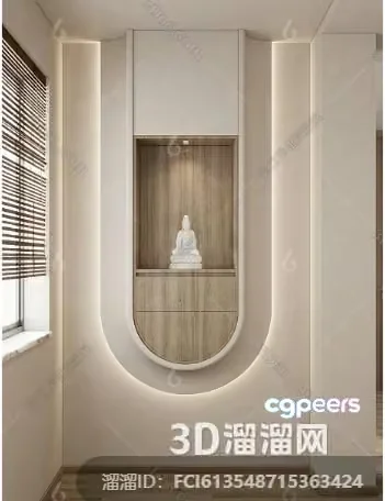 A Minimalist Room With A Buddha Statue 3D Model – 3979 – VRAY Render