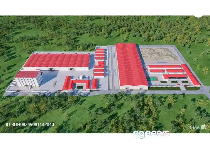 Aerial View Of A Factory 3D Model – 5137 – VRAY Render