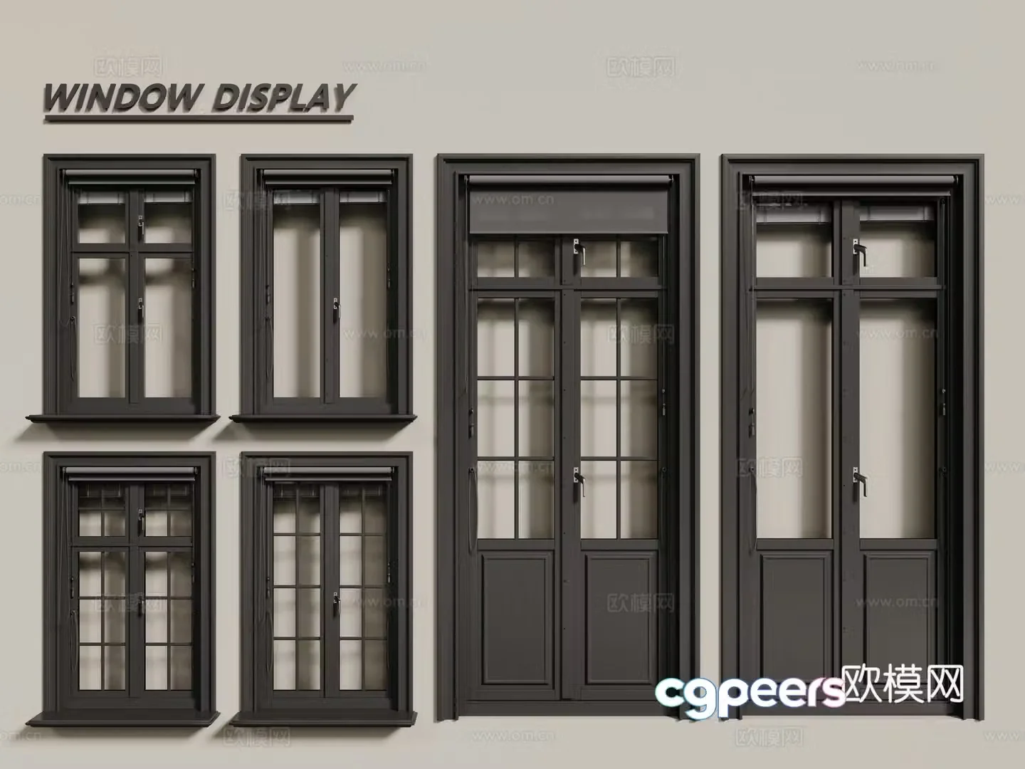 Medieval style windows aluminum windows floor-to-ceiling windows coffee doors double doors 3D model