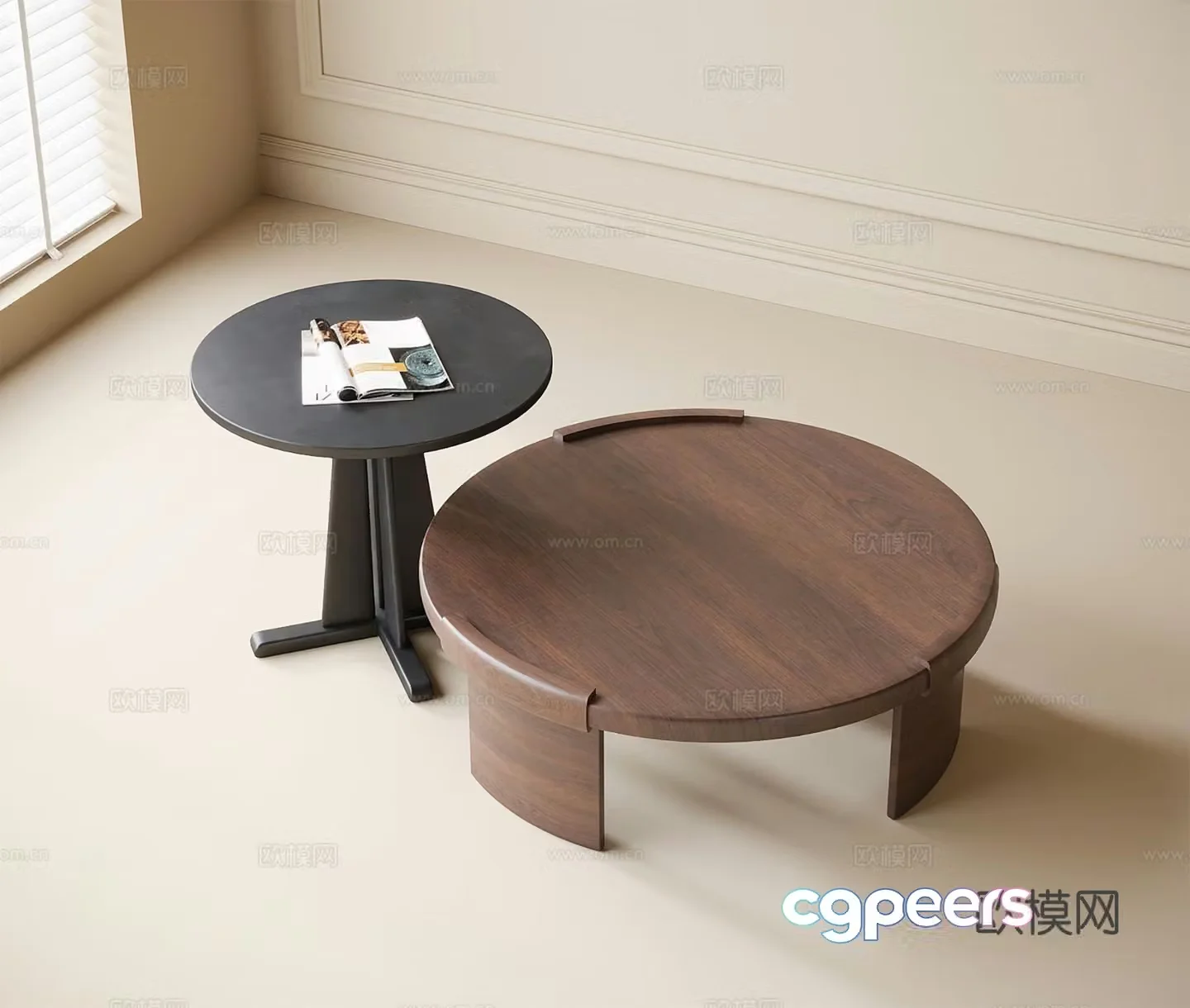 Medieval style round coffee table 3D model of mother-in-law coffee table