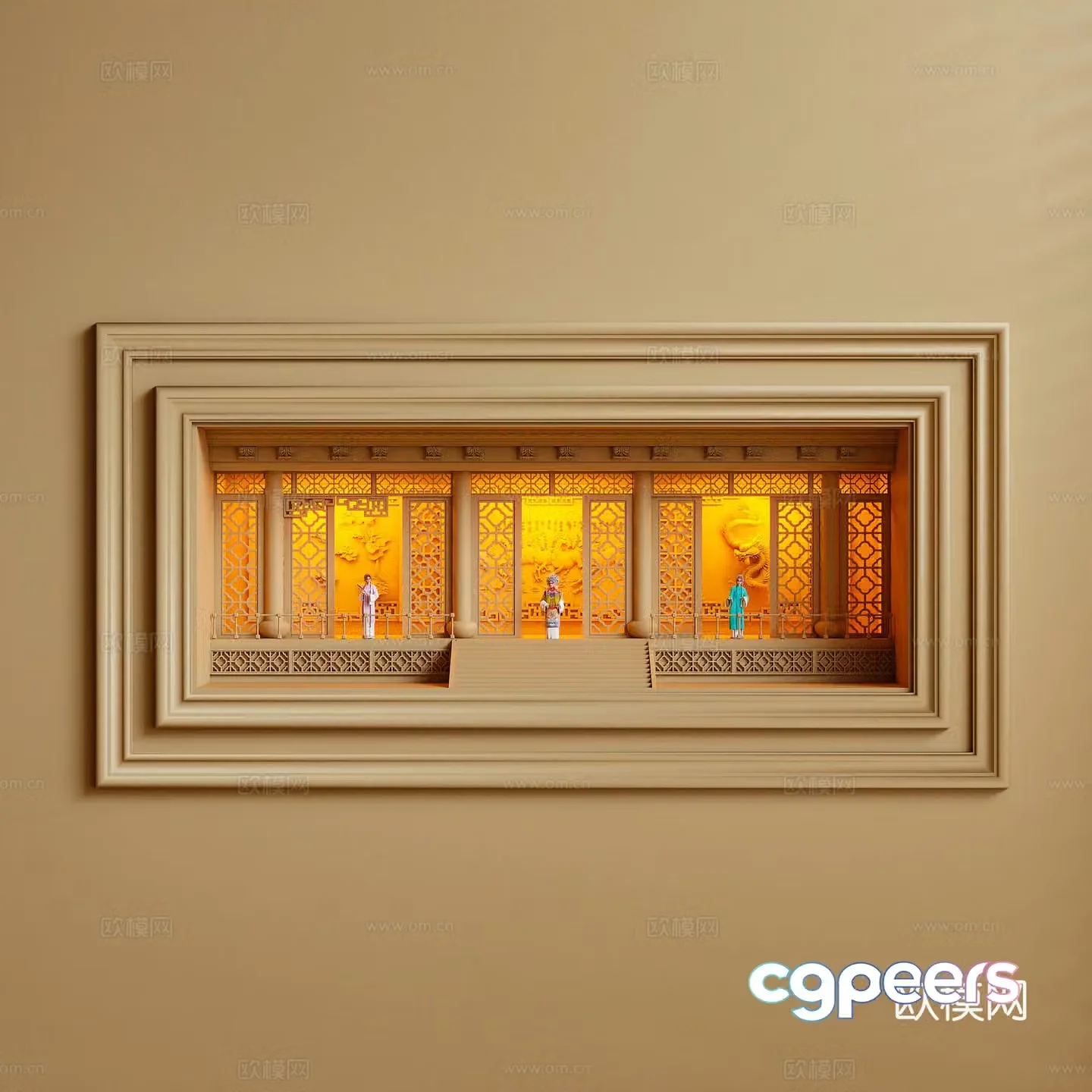 New Chinese style wall lamp niche wall decoration 3D model