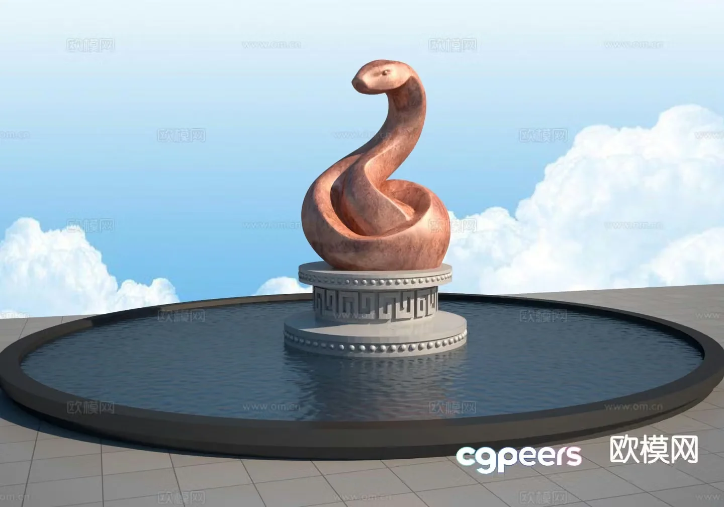 zodiac snake sculpture 3d model