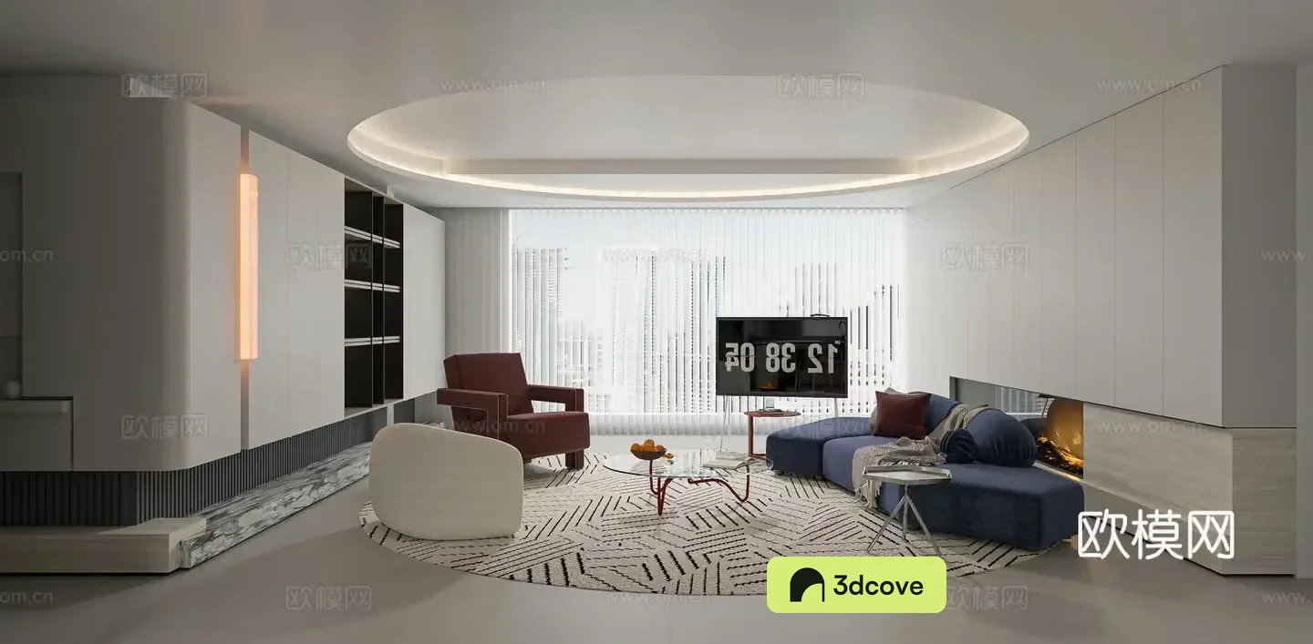 Modern large flat living and dining room kitchen
