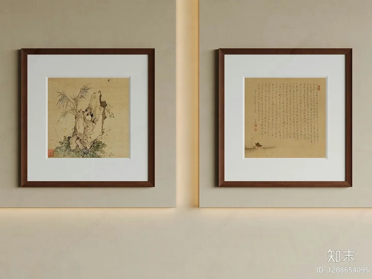 A Pair Of Framed Artworks 3D Model – 20043 – VRAY Render